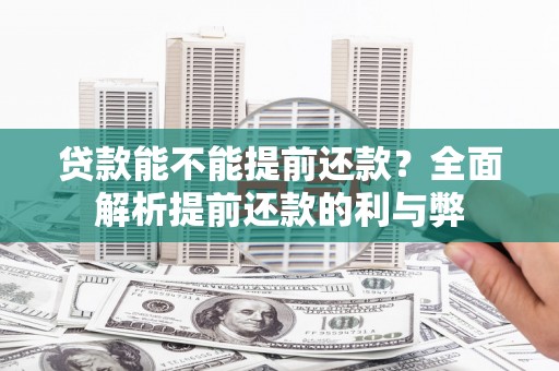 安县贷款能不能提前还款？全面解析提前还款的利与弊