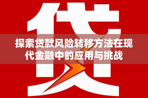 安县探索贷款风险转移方法在现代金融中的应用与挑战