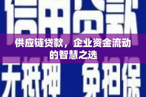 安县供应链贷款，企业资金流动的智慧之选