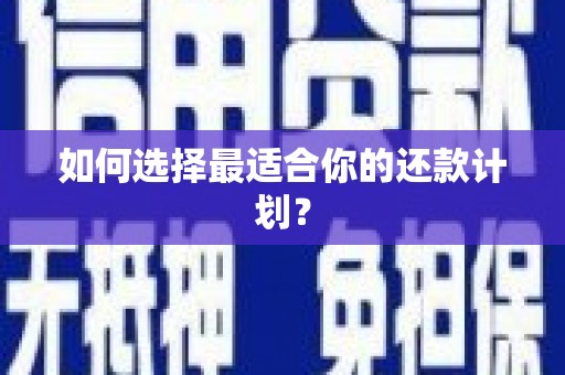 安县如何选择最适合你的还款计划？